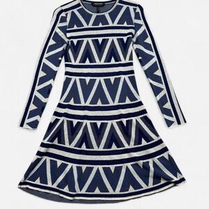BCBGMAXAZRIA Malina A-line dress geometric zigzag pattern Women's Size Medium